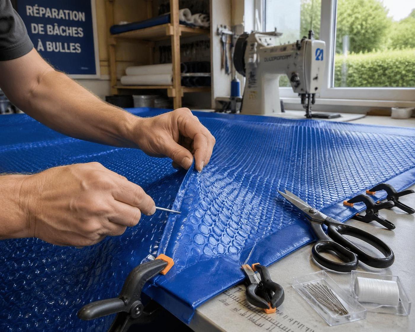 apprenez à coudre une bâche à bulle pour piscine et économisez en réparant au lieu de remplacer. un guide pratique pour une démarche économique et écologique.