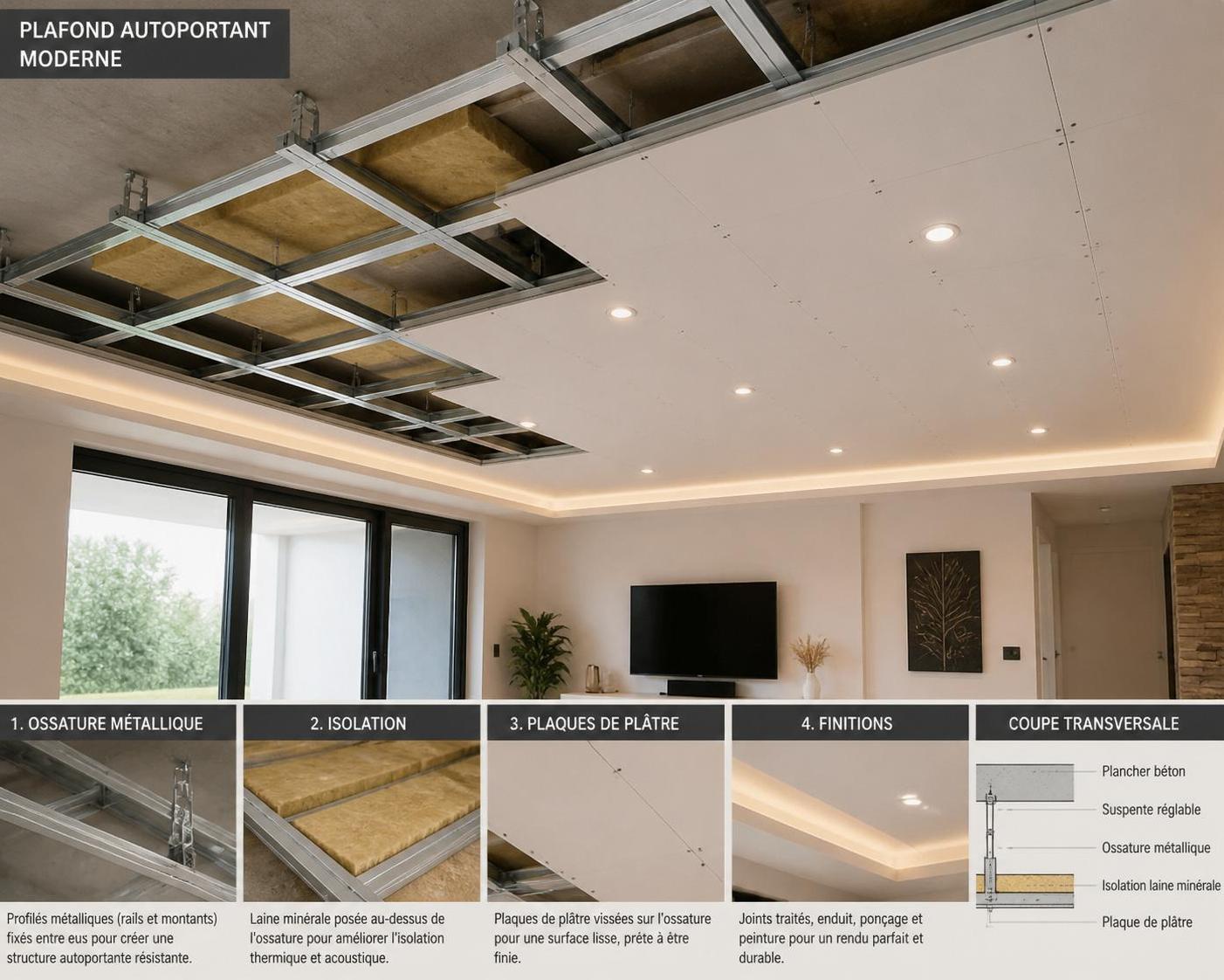 découvrez comment un plafond autoportant peut améliorer l'isolation thermique et acoustique de votre intérieur sans modifier la structure existante, pour un confort optimal et une installation facile.