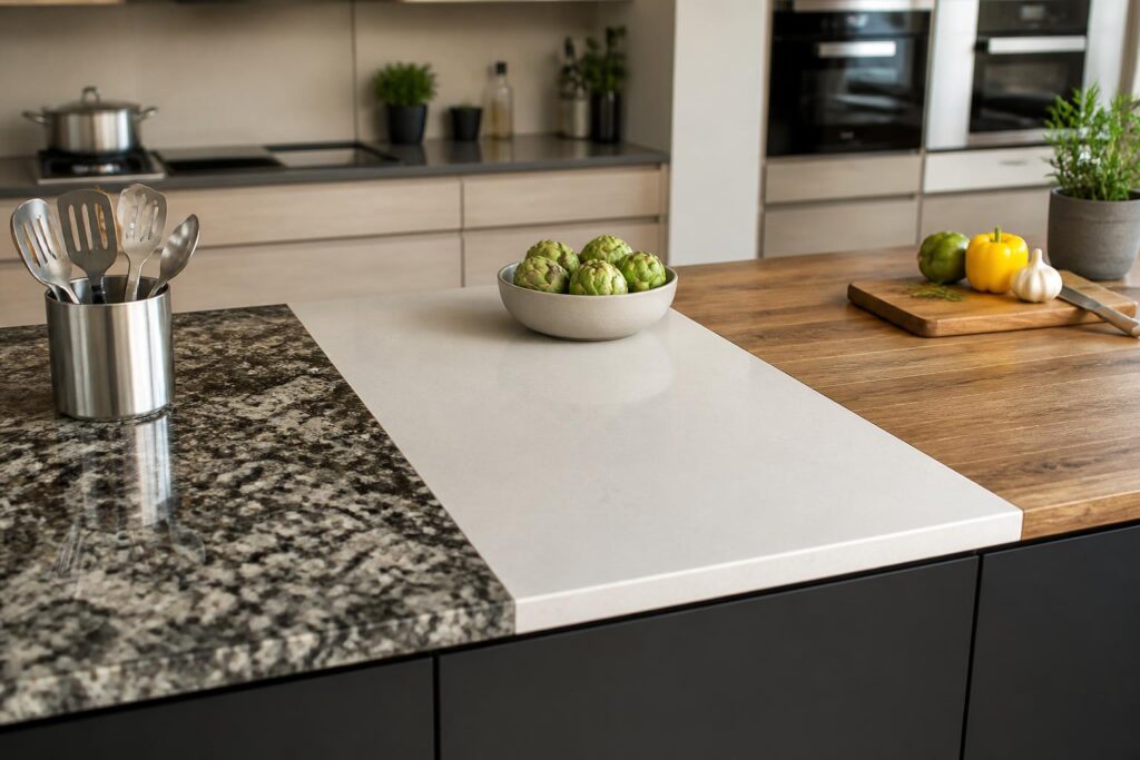 découvrez comment choisir le plan de travail idéal pour votre cuisine en comparant granit, quartz et bois, alliant design élégant et praticité optimale.